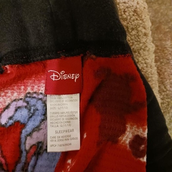 Disney Eeyore Christmas Pajama Pants Red Waffle Knit Lounge Bottoms Large 11/13 - Picture 2 of 3